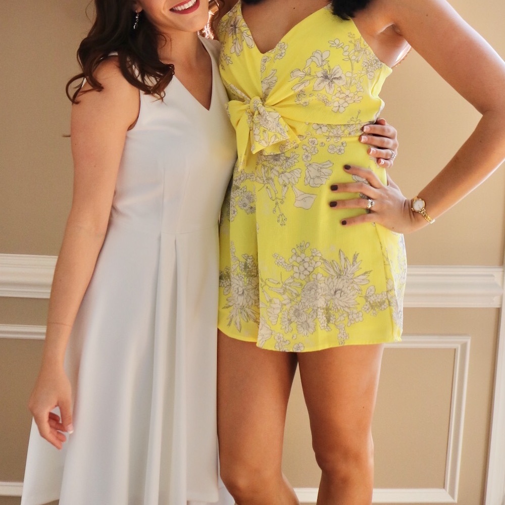Yellow and White Floral Romper